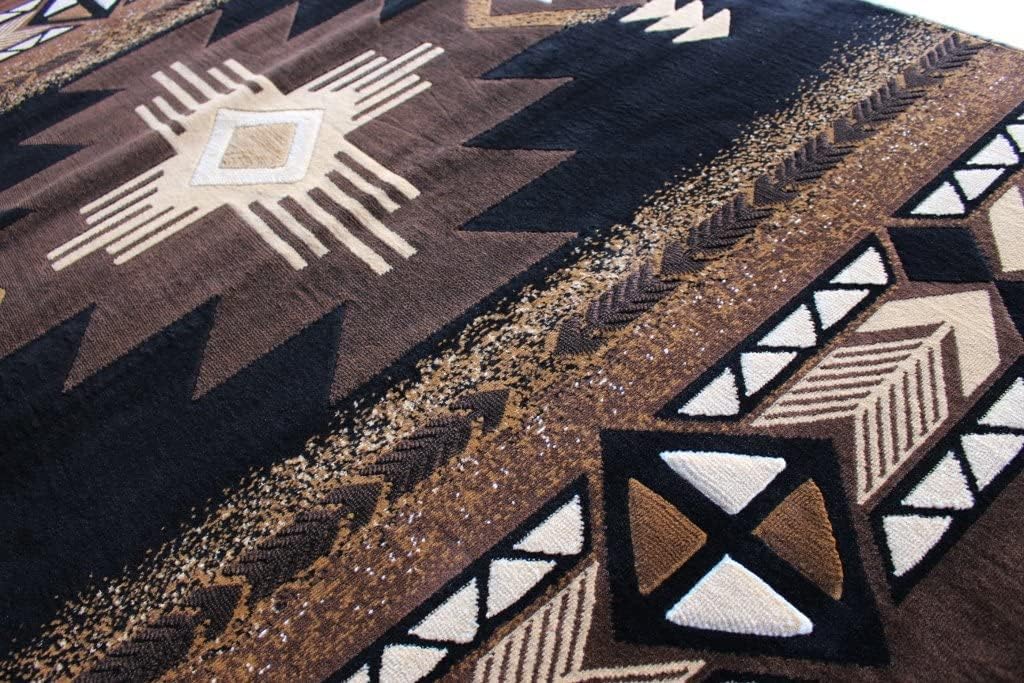 YHSF South West – Alfombra nativa americana C318 (negro, 3 pies x 4 pies 7 pulgadas)