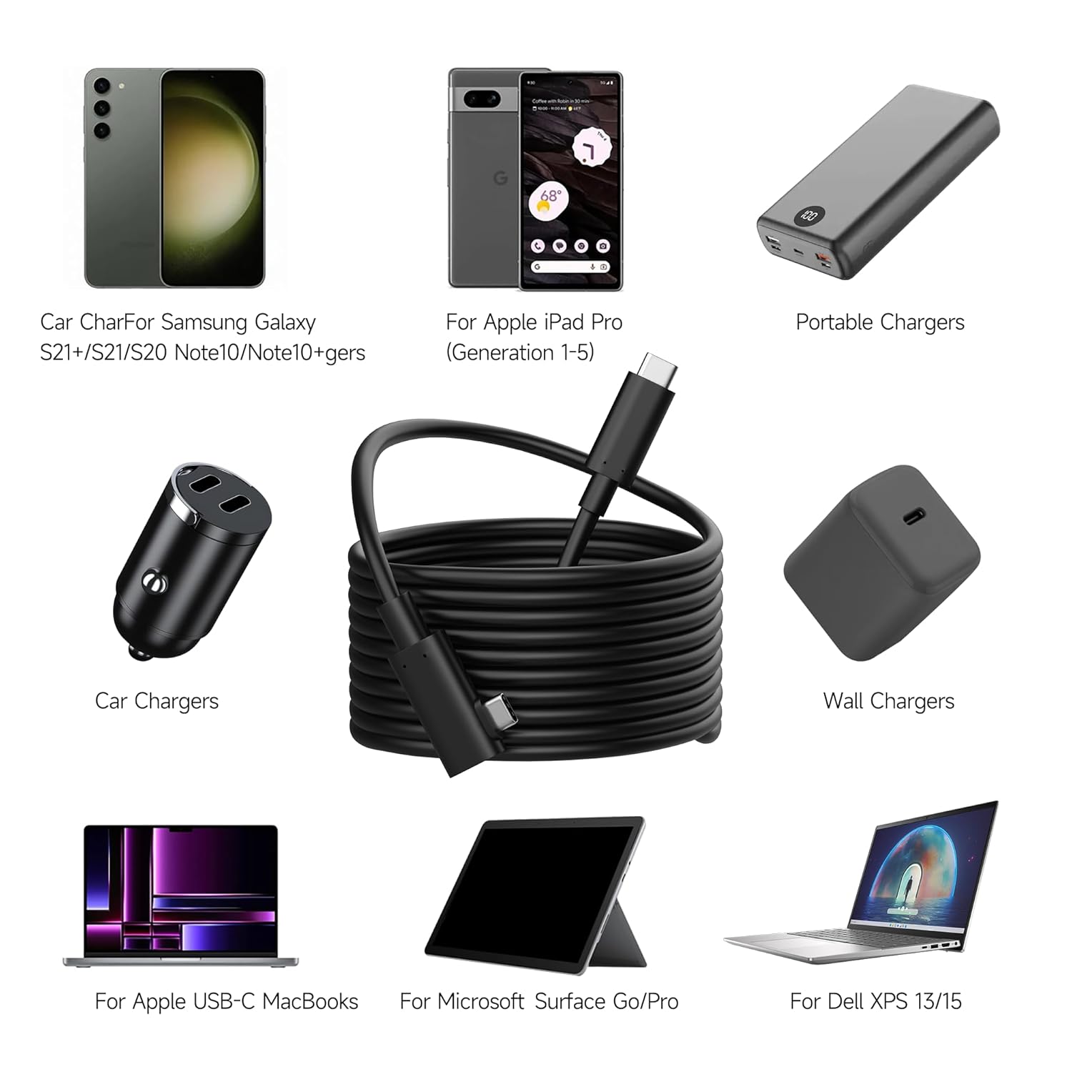 Cable USB 3.2 USB AC a USB C, carga rápida de 60 W (3A), compatible con SwitchMacBook Pro 2020iPad ProAIRMini 6Samsung Galaxy S10S23S22S21 Note