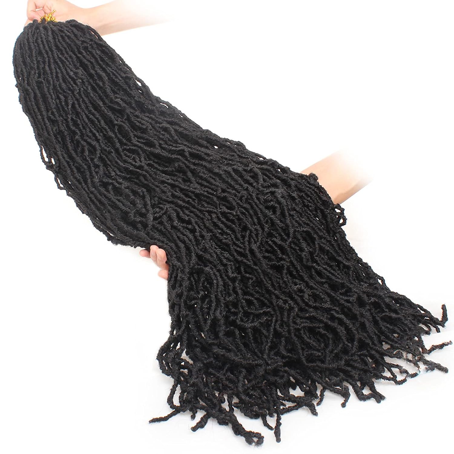 Leeven Rastas de ganchillo sintéticas suaves de 30 pulgadas, 7 paquetes de trenzas de ganchillo color negro natural, estilo bohemio, extensiones de