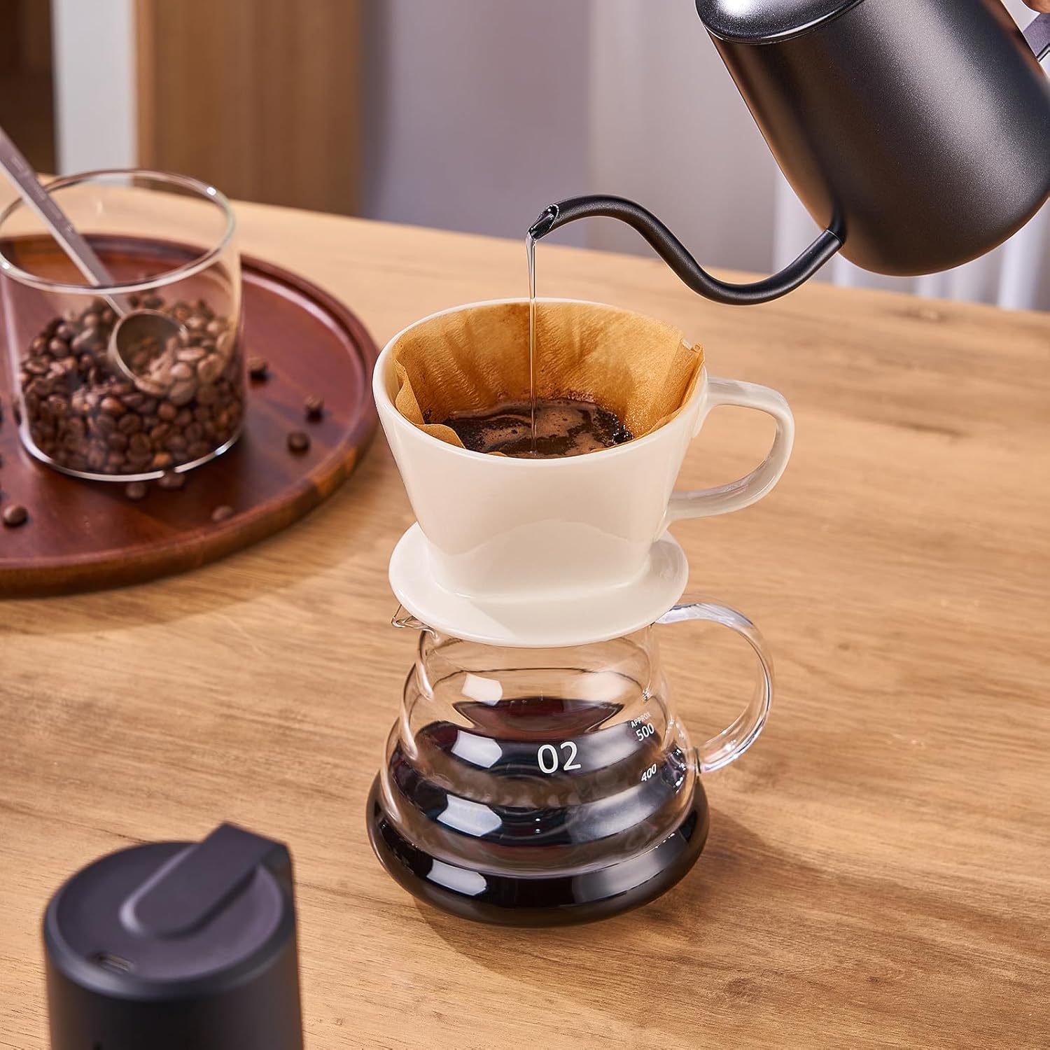 YOLIFE Gotero de café, cafetera de cerámica para verter sobre cono, filtro de infusión lenta de porcelana para viajes, camping, cafetería,