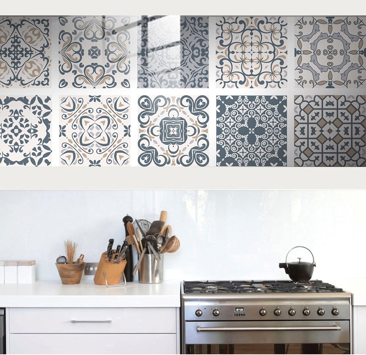 Azulejos autoadhesivos 3D de 10 hojas para despegar y pegar, azulejos autoadhesivos 3D para baño, cocina, pared, azulejos, bordes