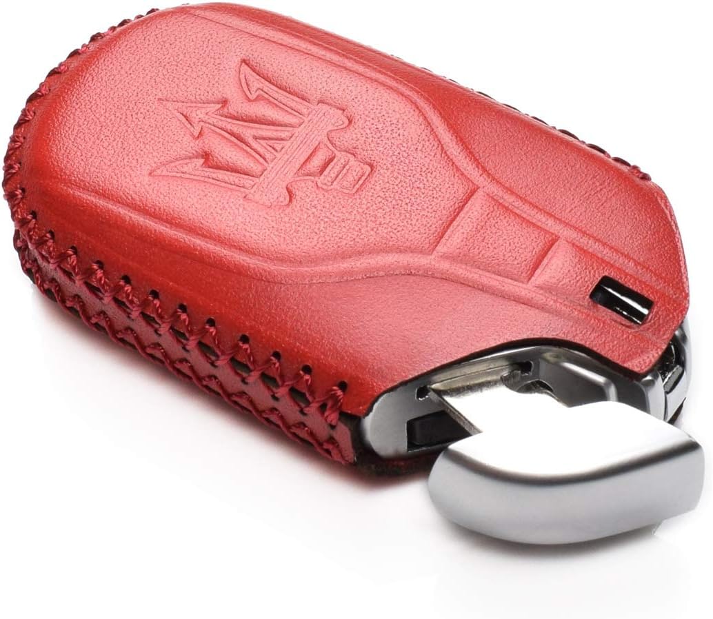 Vitodeco Funda de piel auténtica para llavero inteligente sin llave compatible con Maserati Ghibli, Levante, Quattroporte (arranque remoto, rojo)
