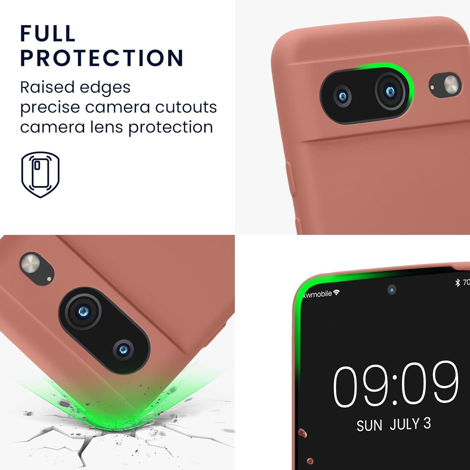 kwmobile Funda compatible con Google Pixel 8 – Funda protectora delgada de TPU con acabado mate suave – Rosa de invierno