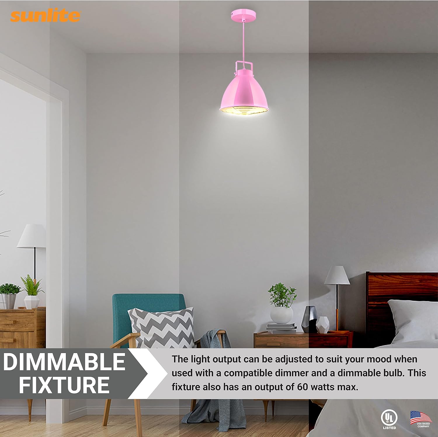 Sunlite 88753 Zed – Lámpara colgante decorativa de 10 pulgadas, base media (E26), bombilla máxima de 60 W (no incluida), cable de longitud ajustable