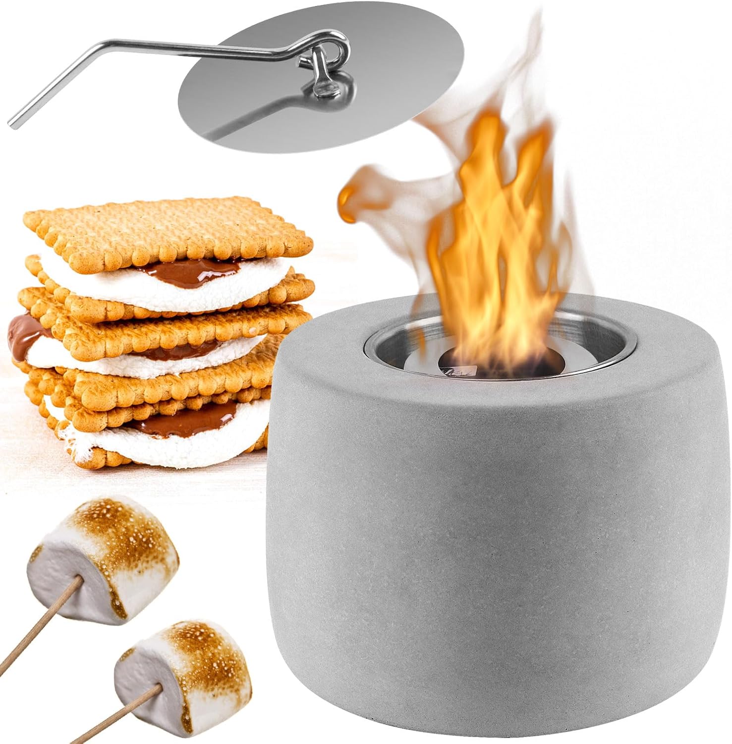 Mesa para fogata para interiores, elegante mini fogata de hormigón de etanol que crea un ambiente acogedor y mejora el diseño interior, hoguera de