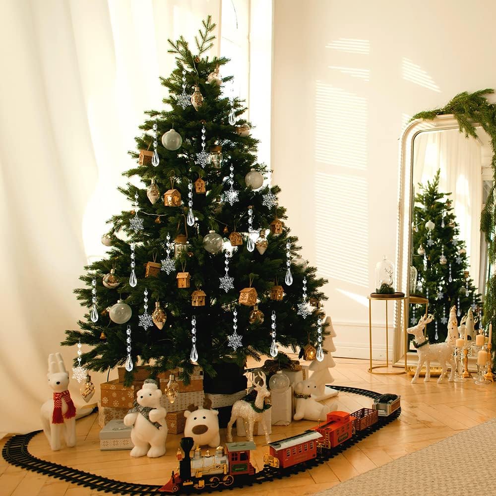YUJUN 38 piezas de decoraciones de cristal para árbol de Navidad, copos de nieve de invierno, gotas de carámbano, adornos colgantes de araña
