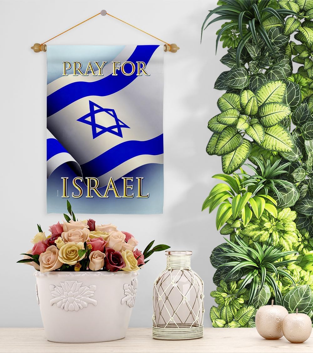 Pray for Israel – Juego de clavijas de madera con barra de madera para decoración del hogar, pancarta, poste para habitación, pequeño para colgar en