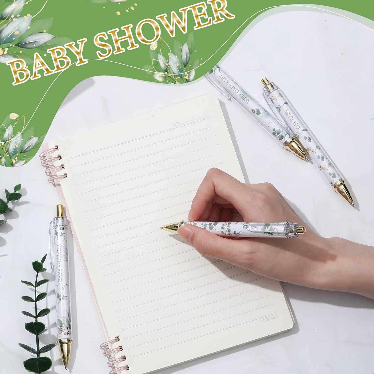 Chuangdi 48 bolígrafos retráctiles para baby shower, bolígrafos retráctiles a granel, bolígrafos de tinta negra con punta de lápiz capacitivo,