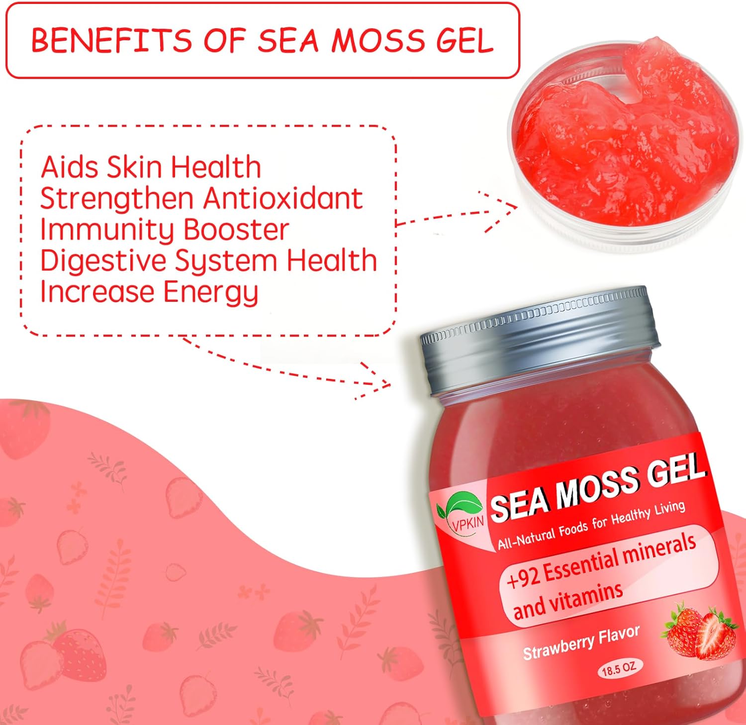 Gel de musgo marino, gel orgánico crudo de masa marina irlandesa avanzada, apoyo inmunológico y digestivo, suplemento de vitaminas y minerales