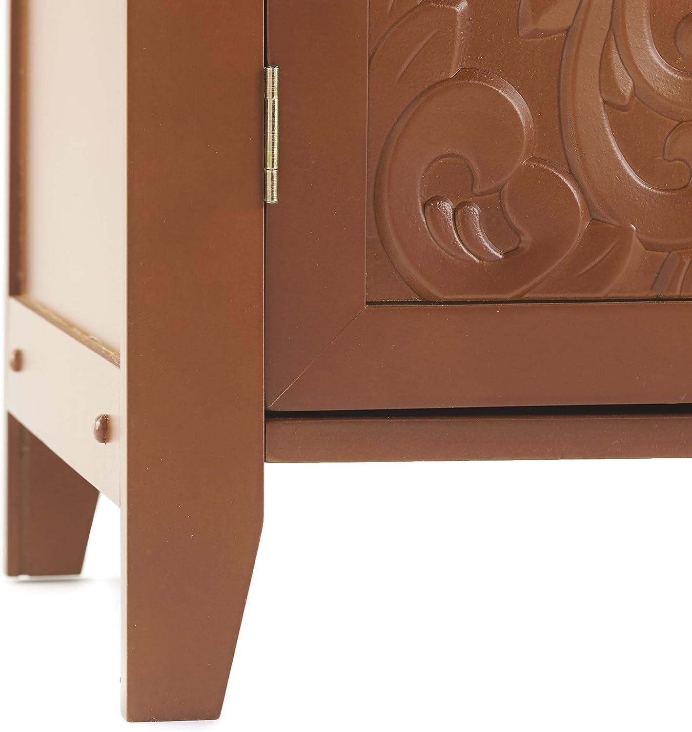 The Lakeside Collection Gabinete de almacenamiento tallado – Muebles de entrada estilo vintage deco – nogal