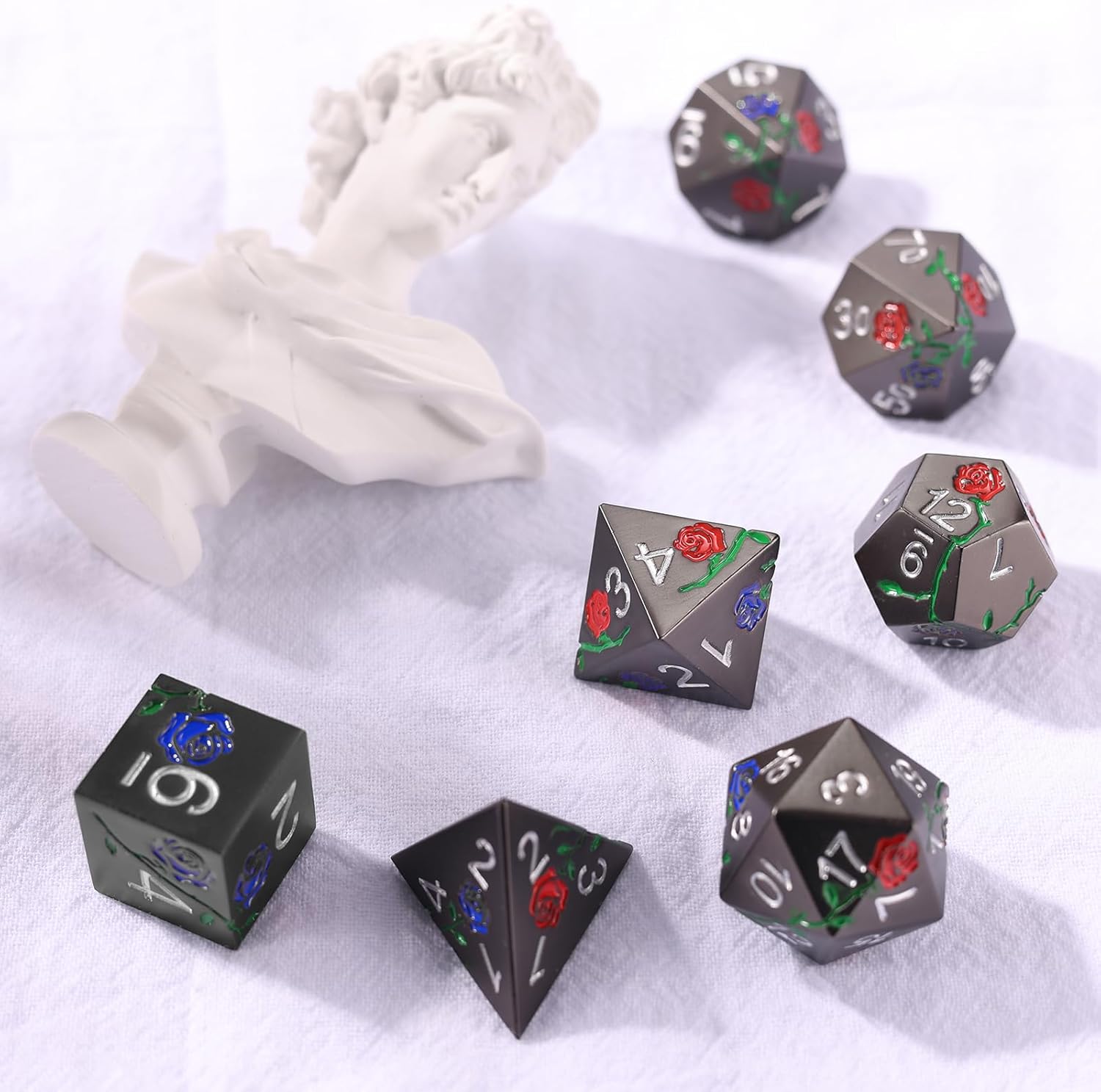 DND – Juego de dados de metal, juego de dados poliédricos de color rosa D&D, perfecto en caja de metal de regalo para juegos de rol DND Dungeons and
