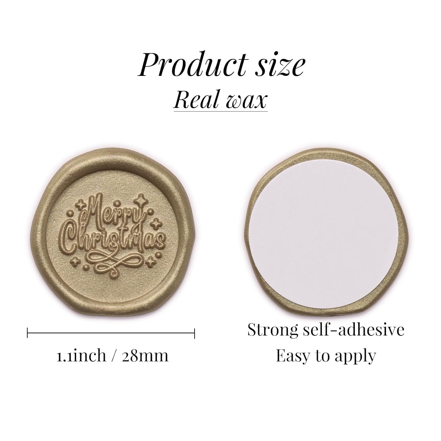 UNIQOOO Calcomanías de sello de cera de Navidad, calcomanías de sello de invitación de boda, 50 calcomanías autoadhesivas Prosecco Metallic Lignt