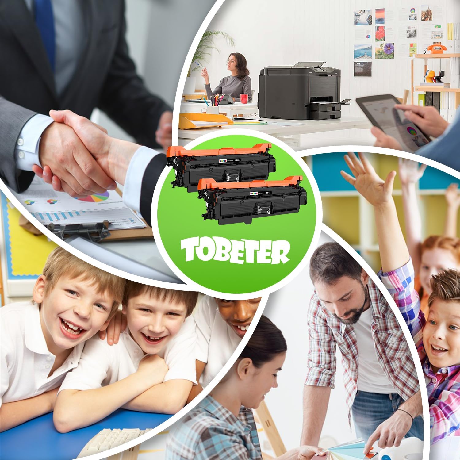 ToBeter Cartucho de tóner compatible 504A para HP 504A CE250A para impresoras MFP Color Laserjet CP3525 CP3525N CP3525DN CP3525X CM3530 CM3530FS MFP