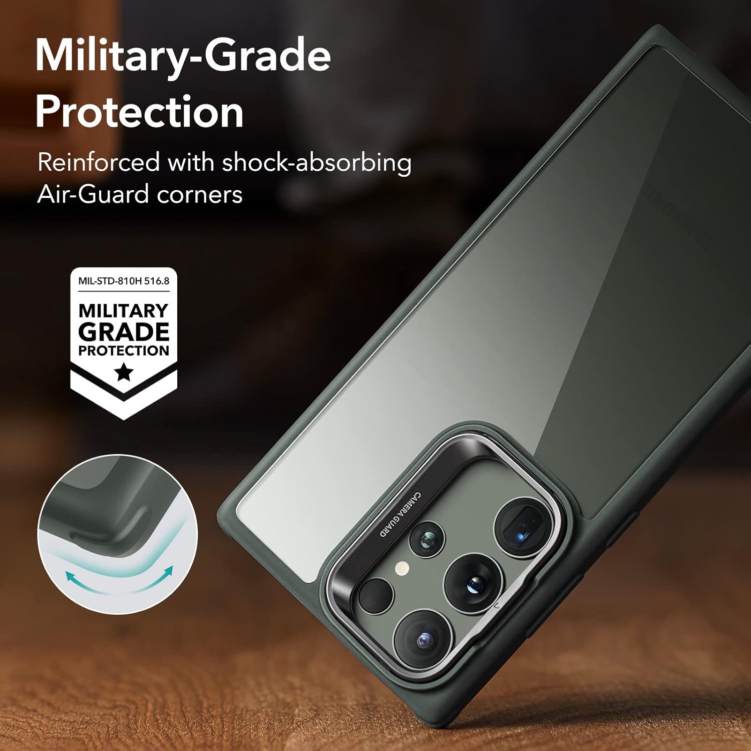 ESR Funda para Samsung Galaxy S23 Ultra, funda para teléfono S23 Ultra con soporte clásico, soporte de anillo de cámara integrado, protección de
