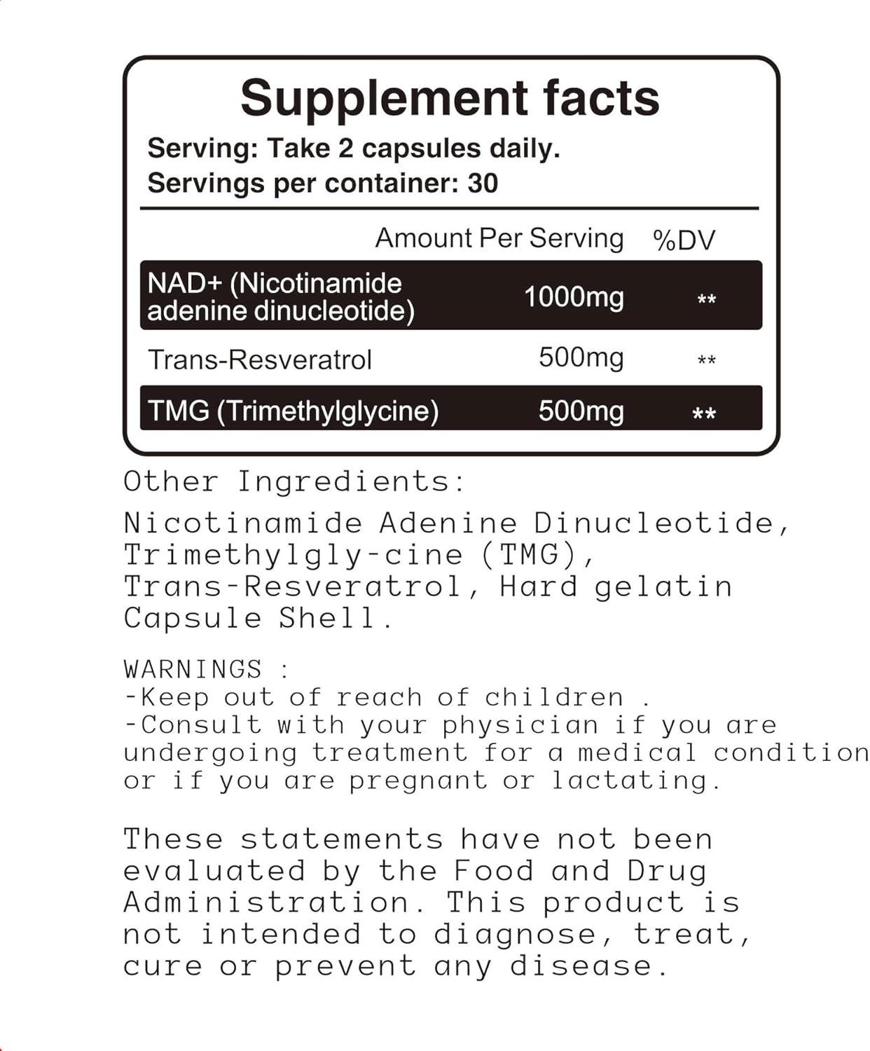 Rootrium NAD+ liposomal 1000 mg con resveratrol y TMG  Energía mejorada tres en uno, reparación de ADN y fórmula antienvejecimiento  Mejora la