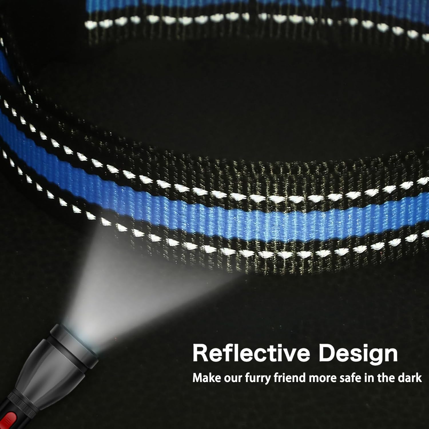 ARING PET Collar para perro Airtag, collar reflectante azul elegante, collar de perro de nailon ajustable ligero con soporte para Airtag