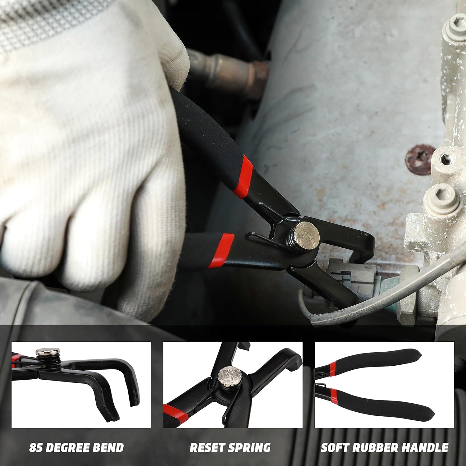 AIRTOON Juego de 4 alicates de línea de combustible con alicates removedores de manguera, pinza de filtro de combustible de 9 pulgadas, clip de