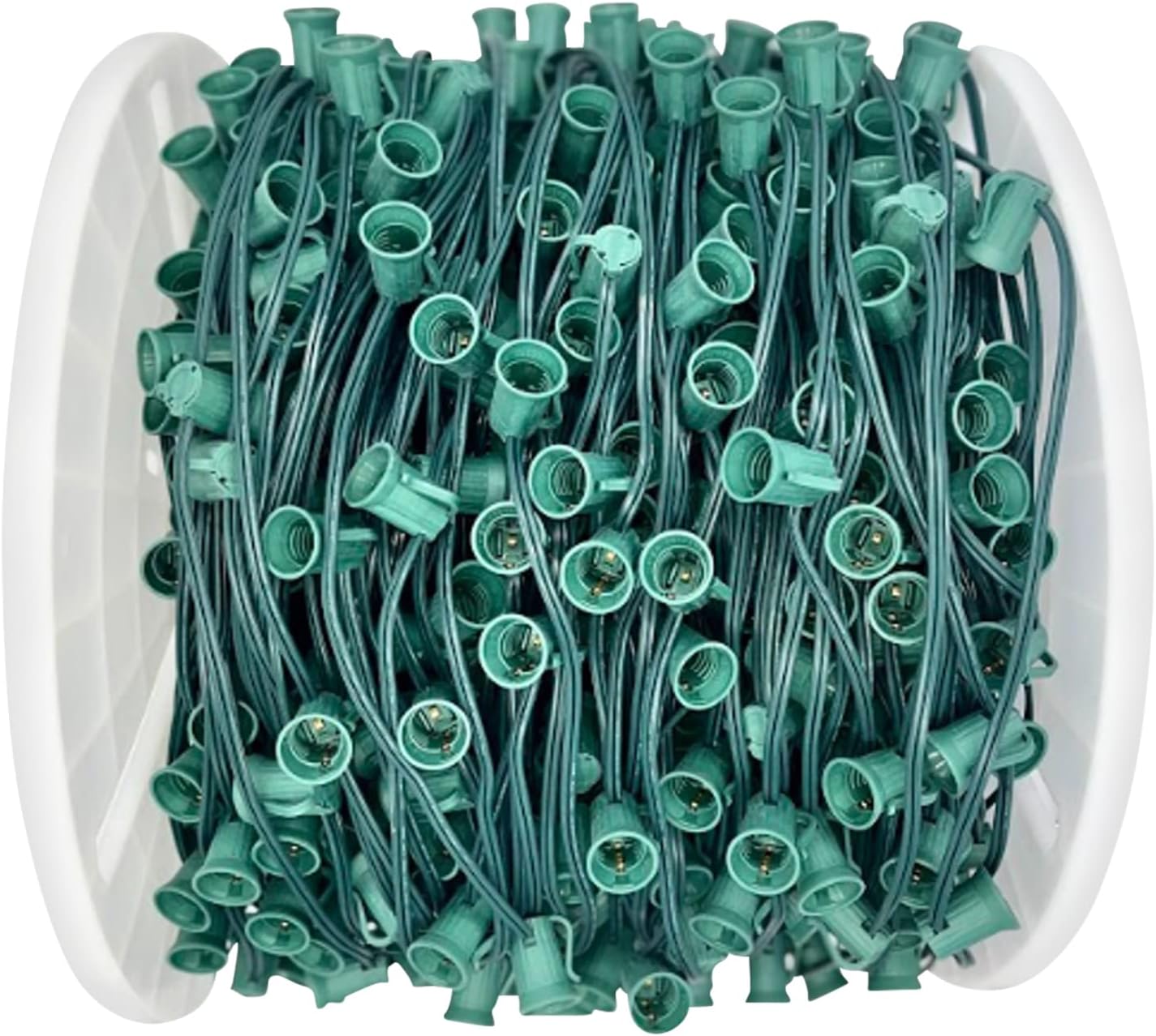 MIK Solutions Carrete de Navidad C9 de 1000 pies, alambre verde con carrete a granel, espacio de 12 pulgadas, base intermedia (C9E17), SPT-1 (1000,