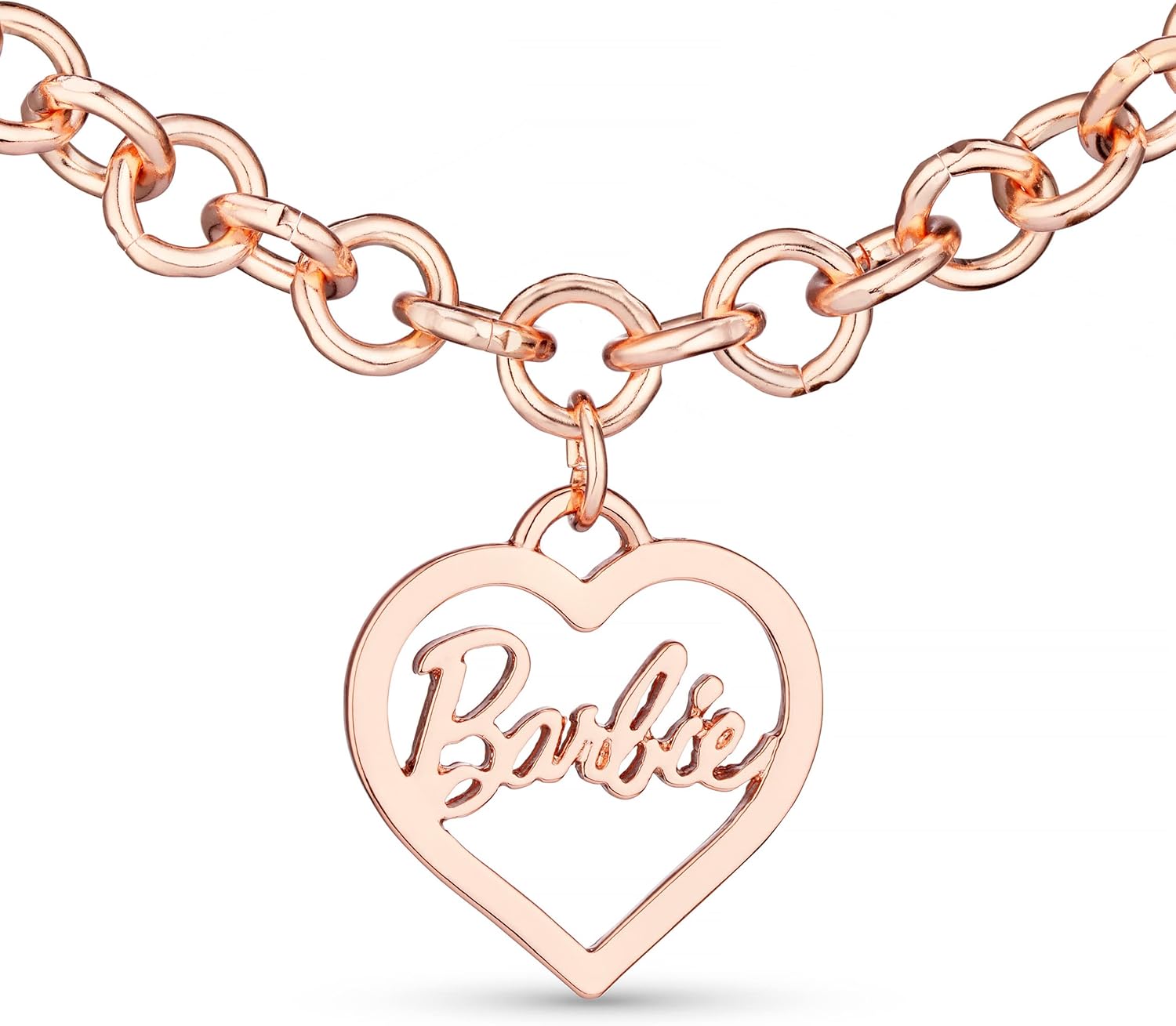 Barbie Collar de corazón de eslabones redondos, Zinc, No es una piedra preciosa