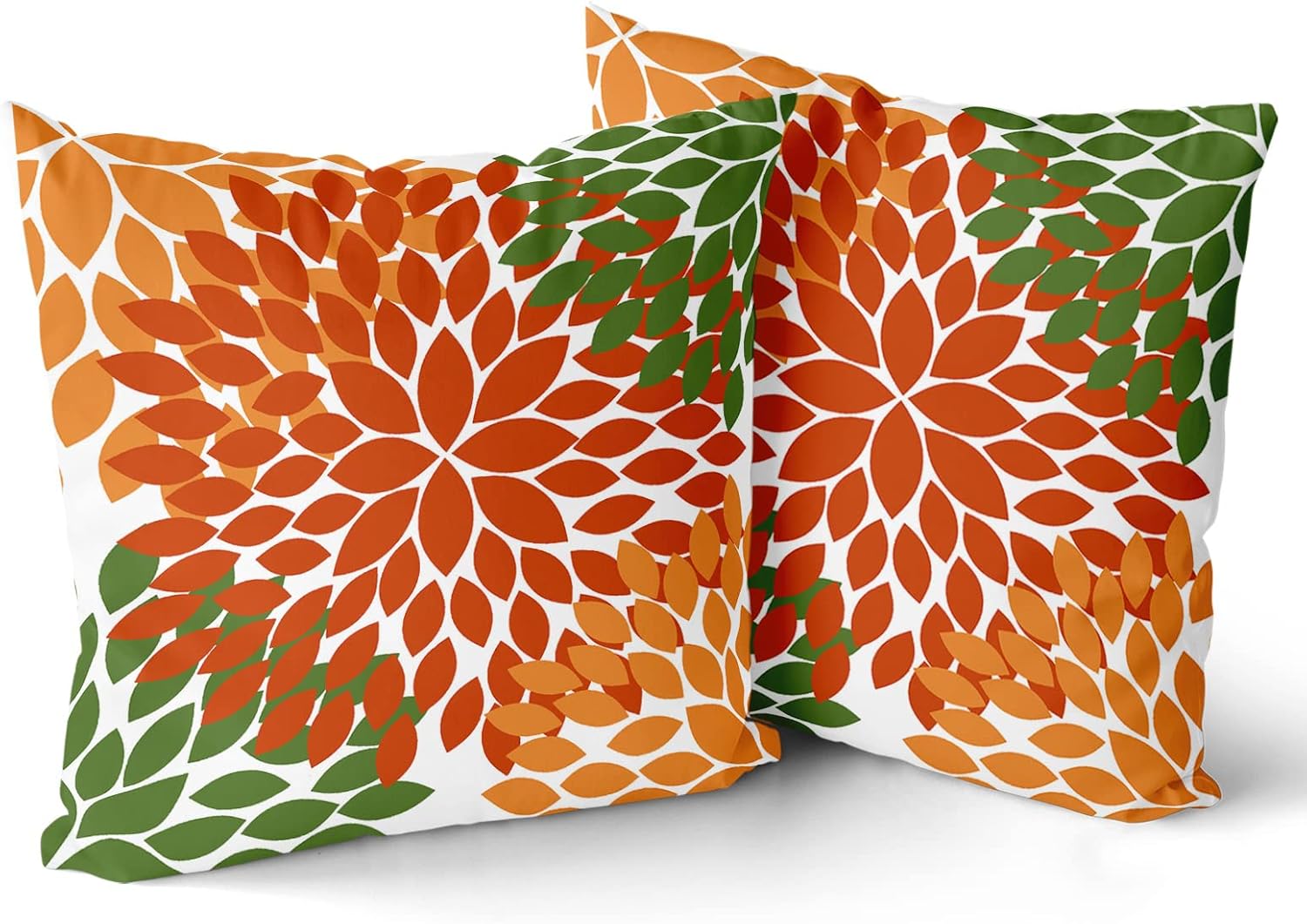 Juego de 2 fundas de almohada de color verde salvia naranja de 18 x 18 pulgadas, flores de dalias, decoración de otoño, Acción de Gracias, otoño,