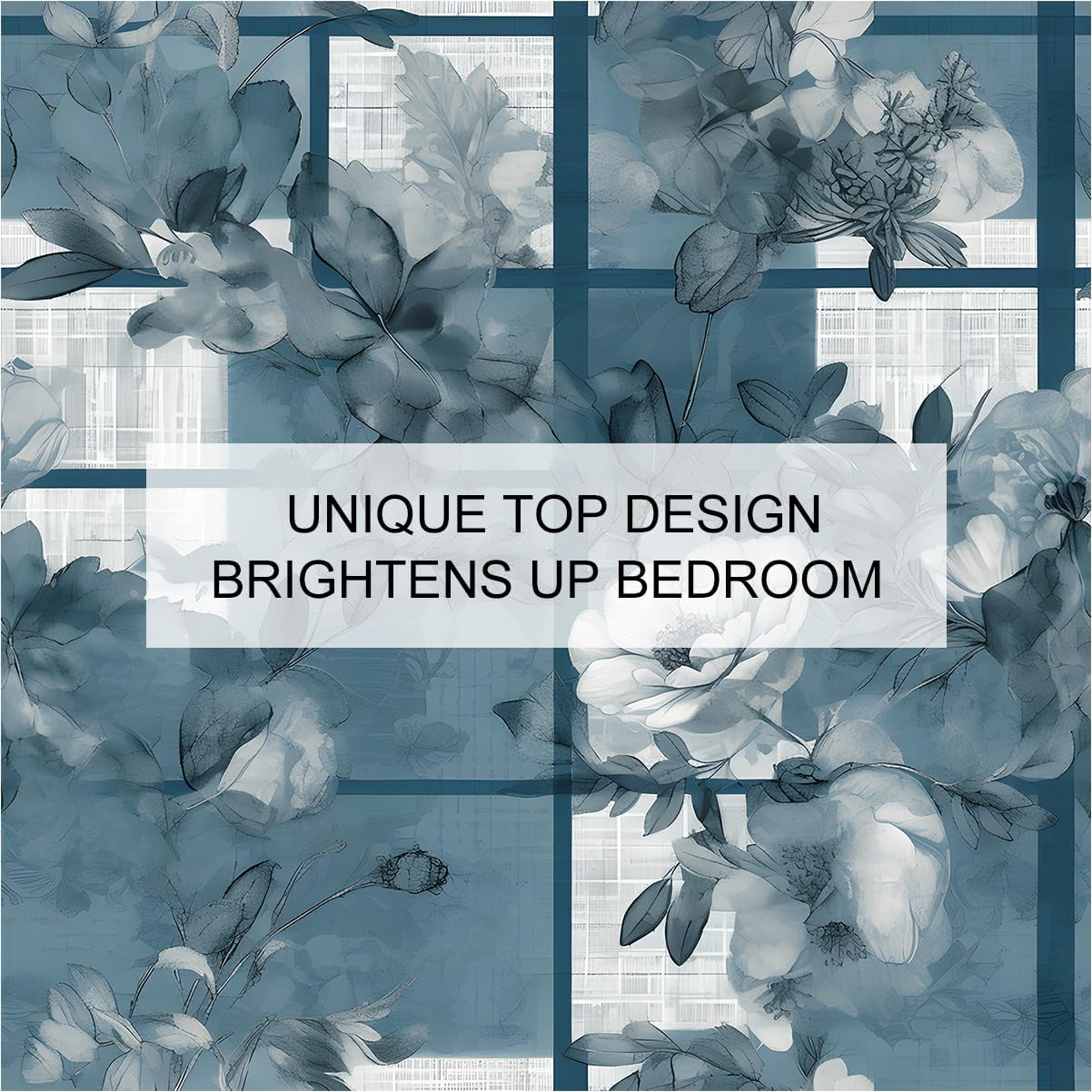 Juego de funda de edredón floral tamaño matrimonial, microfibra suave, ligera, azul lago, Cymbidium Sinense botánico, juegos de ropa de cama con