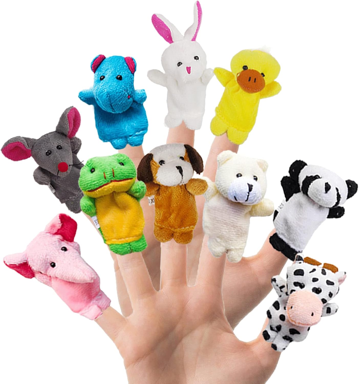 10 marionetas de dedo de tiempo de historias, diferentes marionetas de dedos de animales de granja de dibujos animados para niños pequeños