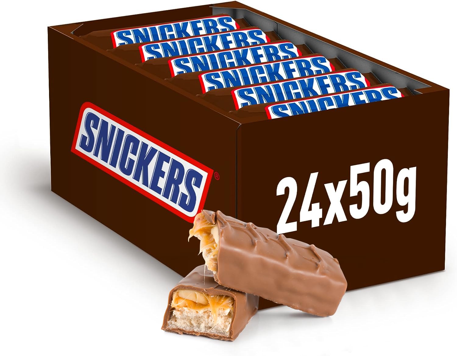 Snickers Candy Bar turrón envuelto individualmente, cacahuetes tostados y delicias de caramelo cubiertas con chocolate con leche (embalaje KH)