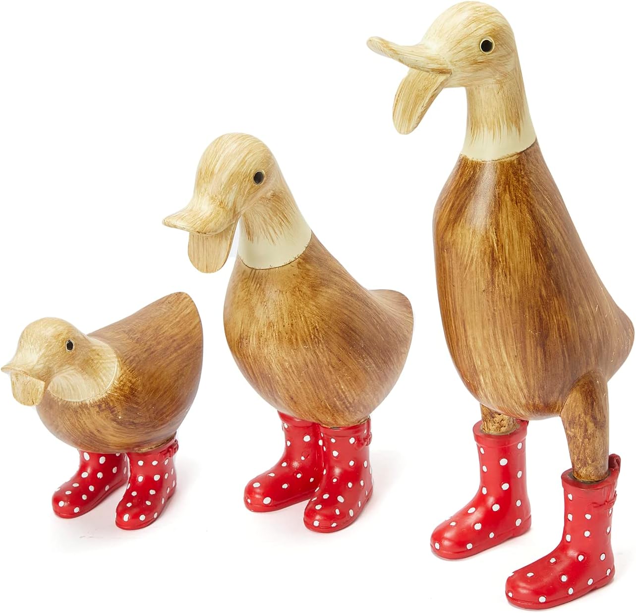 Decoración de pato para patio, patos de jardín con botas de agua manchadas, juego de 3 estatuas de decoración de jardín, estatua de figura de pato,