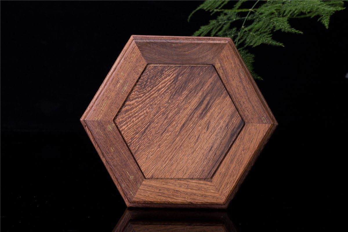 Hermosa mano artesanal hexagonal palisandro oriental Fishbowl jarrón soporte 4.5″