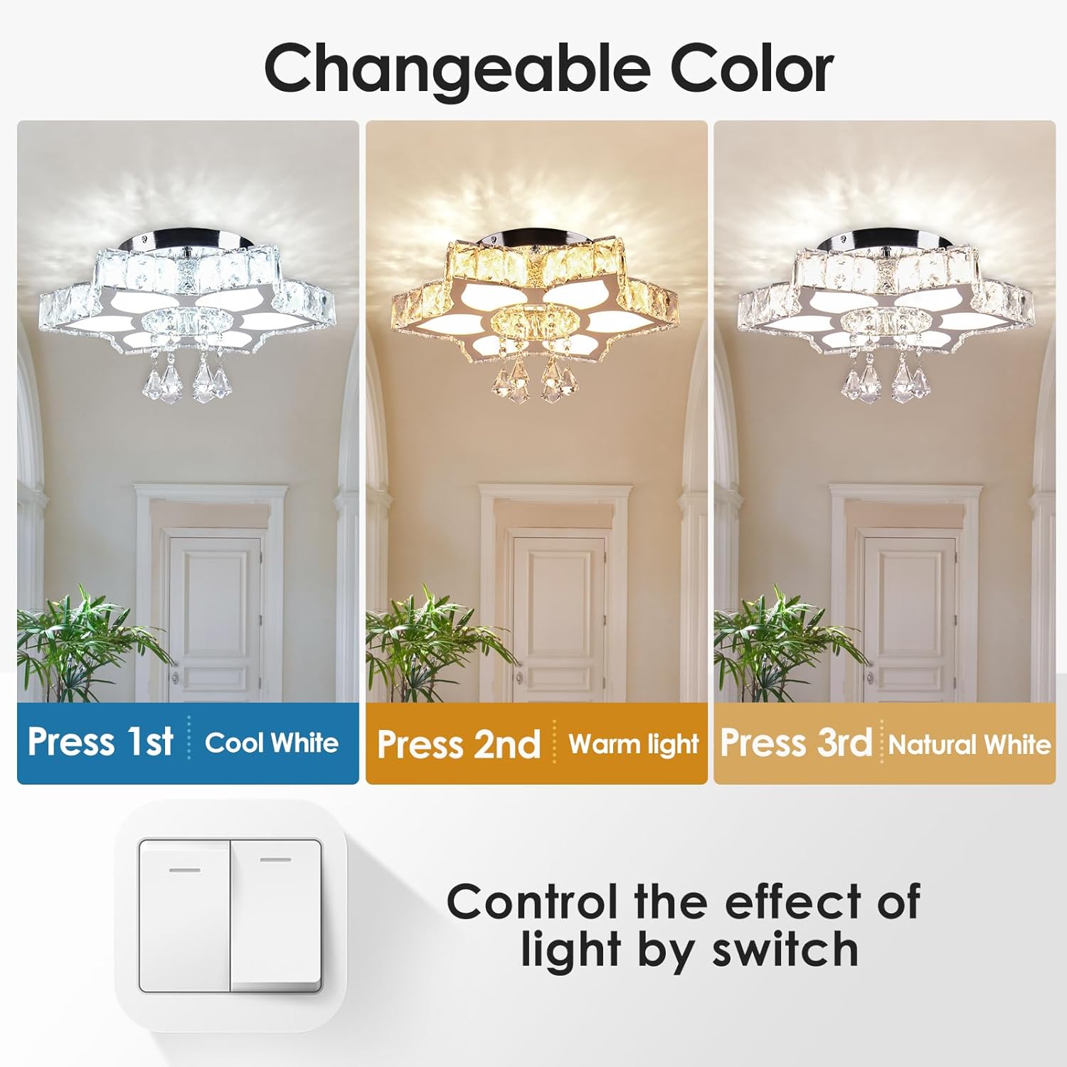 16.1 Candelabros de cristal modernos LED en forma de flor, lámpara de techo empotrada para dormitorio, sala de estar, comedor, pasillo, vestíbulo