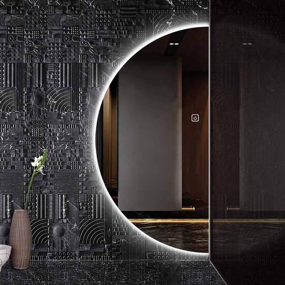 NURCIX Espejo de baño LED inteligente para pared, espejo de tocador iluminado con luces y botón táctil inteligente para sala de estar, dormitorio