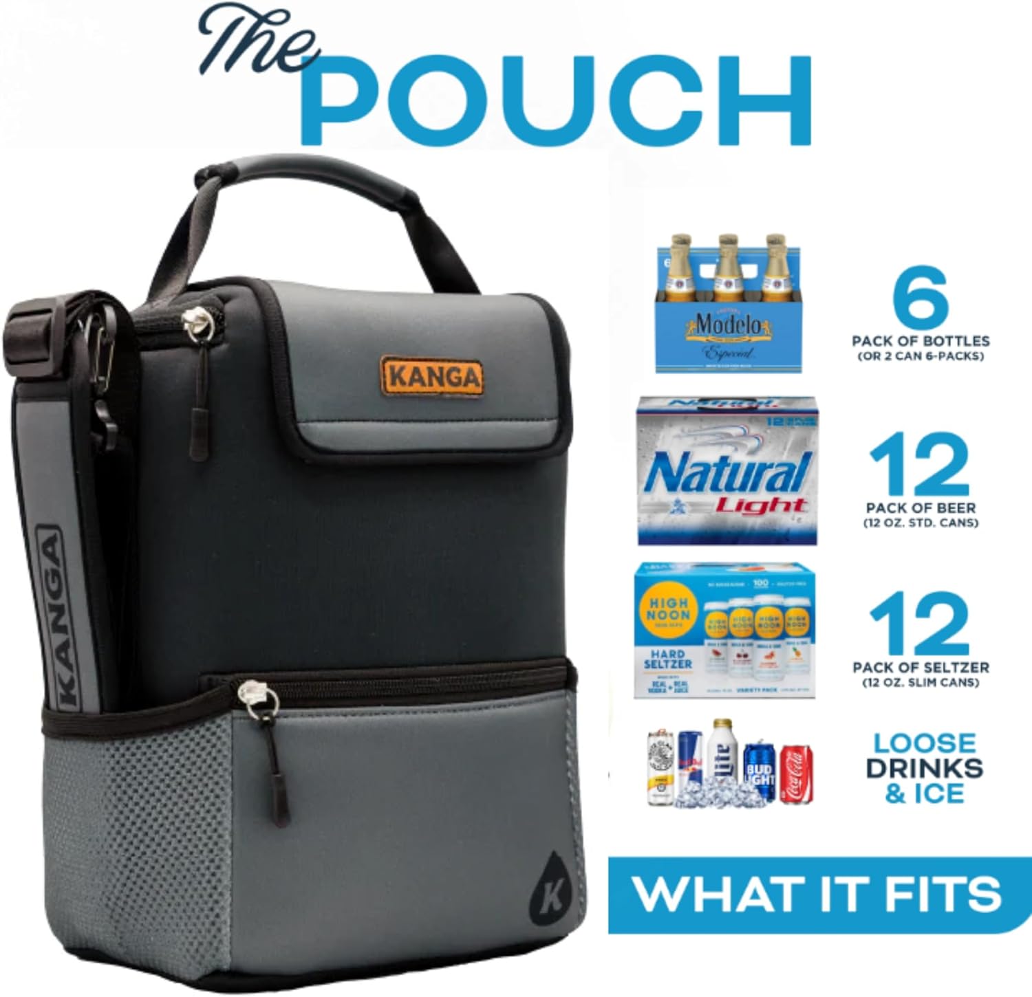 Kanga Bolsa térmica aislada – Bolsa térmica suave – Enfriador de bebidas para 6 o 12 latas de cerveza y seltzer – Aislamiento a prueba de fugas y