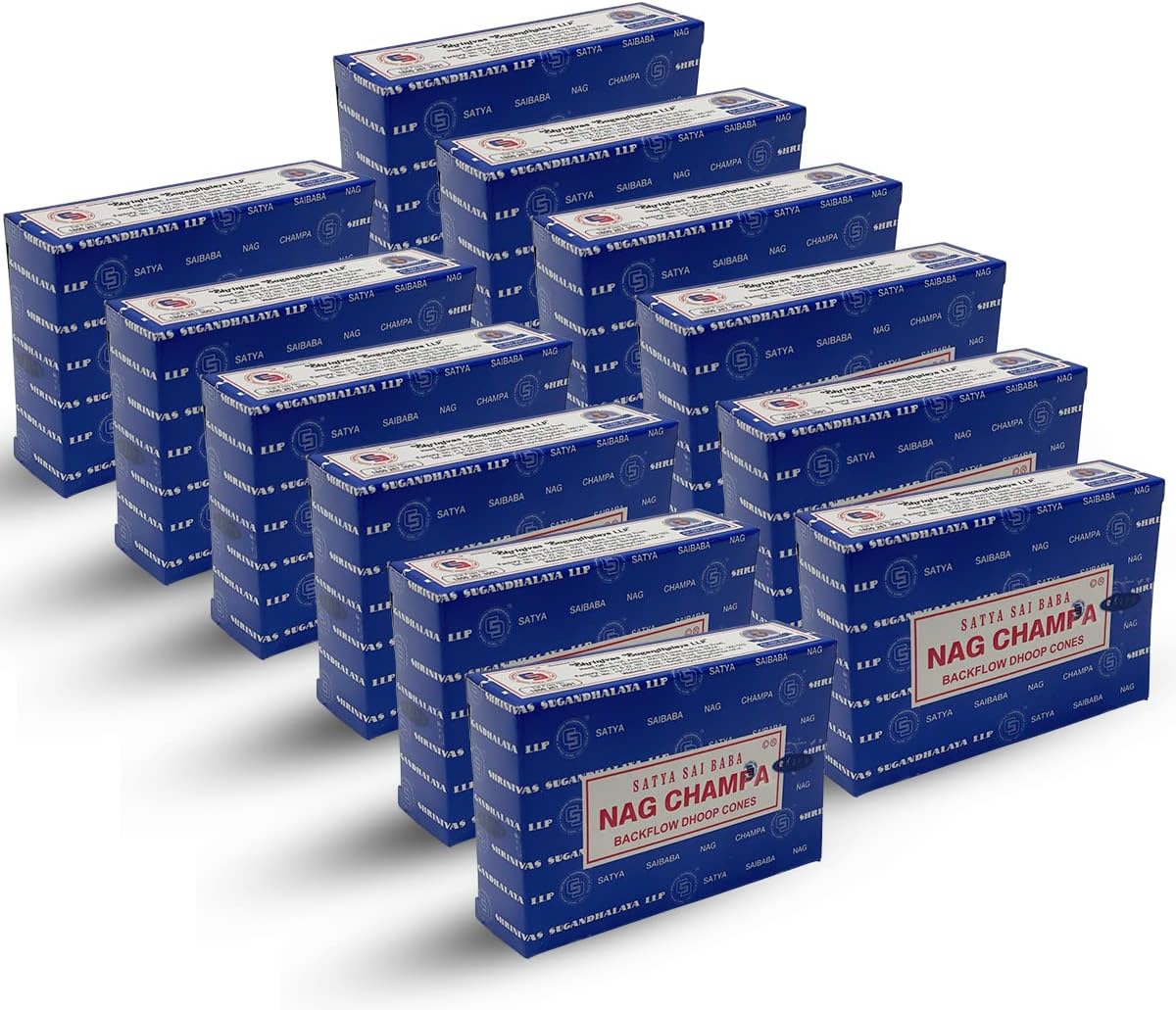 Nag Champa – Conos de incienso de reflujo para cascada, fuente de humo aromático, paquete de 12