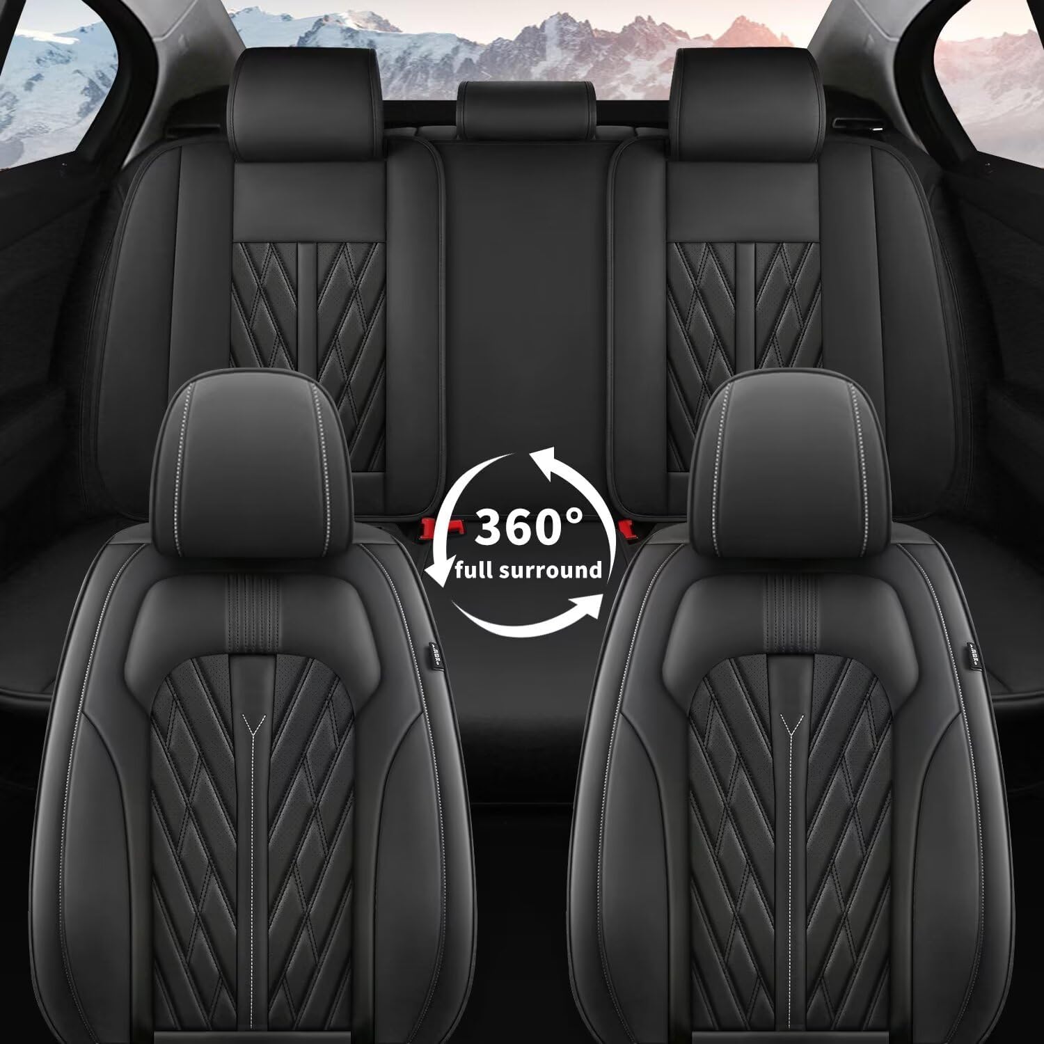 TTX LIGHTING Juego completo de fundas de asiento para automóvil compatibles con Nissan Frontier 2007-2024, fundas de asiento de cuero transpirables