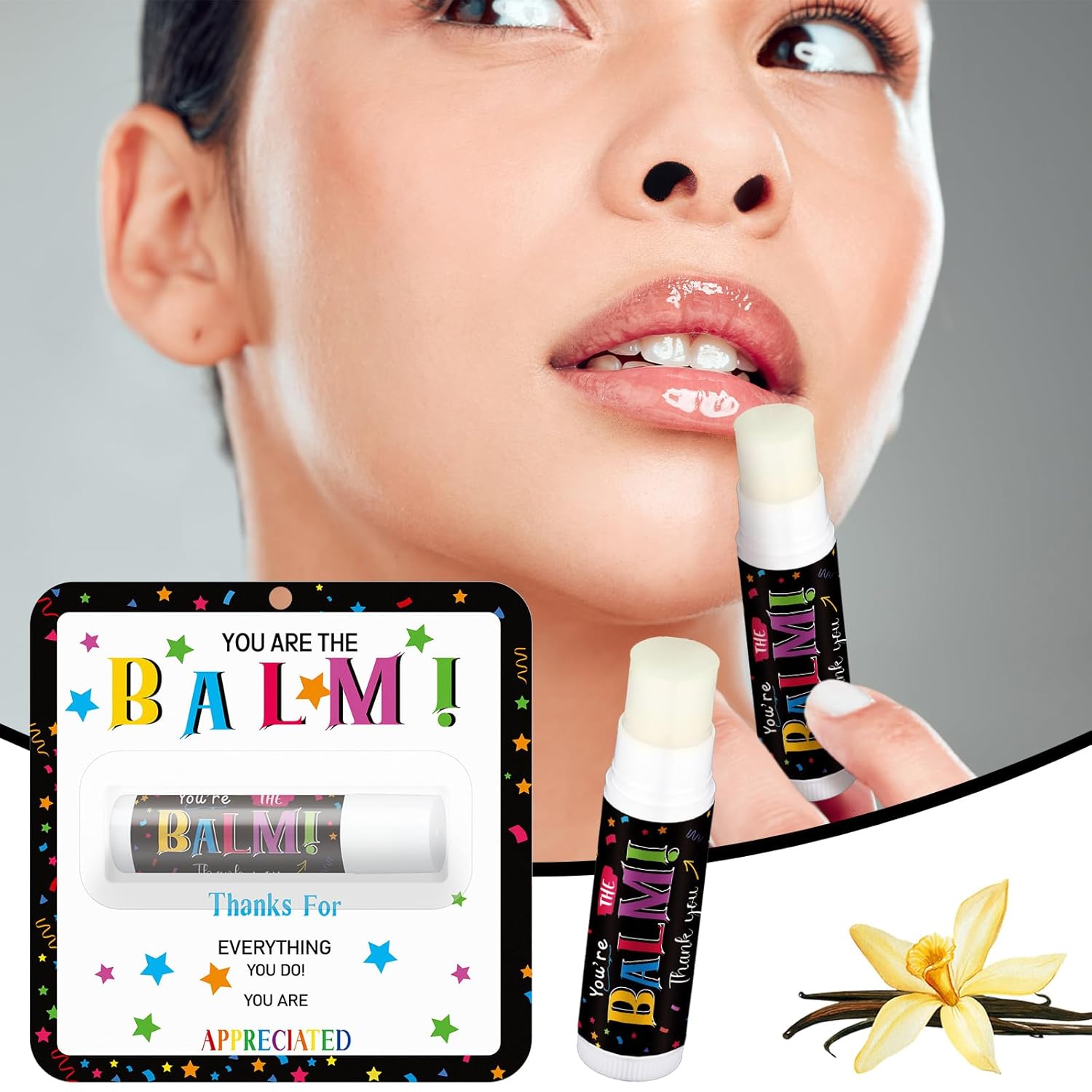 Sacubee 30 bálsamos labiales de agradecimiento a los empleados, sabor a vainilla, regalos a granel, recuerdos de fiesta, cuidado hidratante
