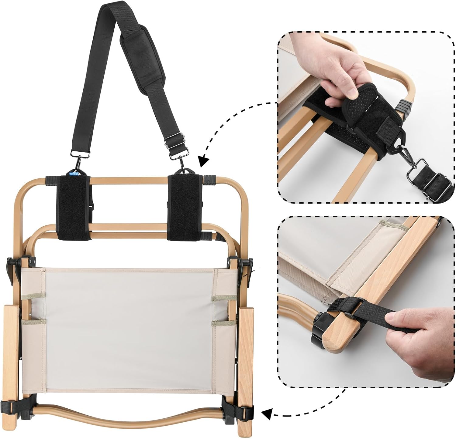 Xxerciz Correa de transporte para silla de playa, silla plegable, correa de hombro ajustable para silla de campamento, correa de transporte de