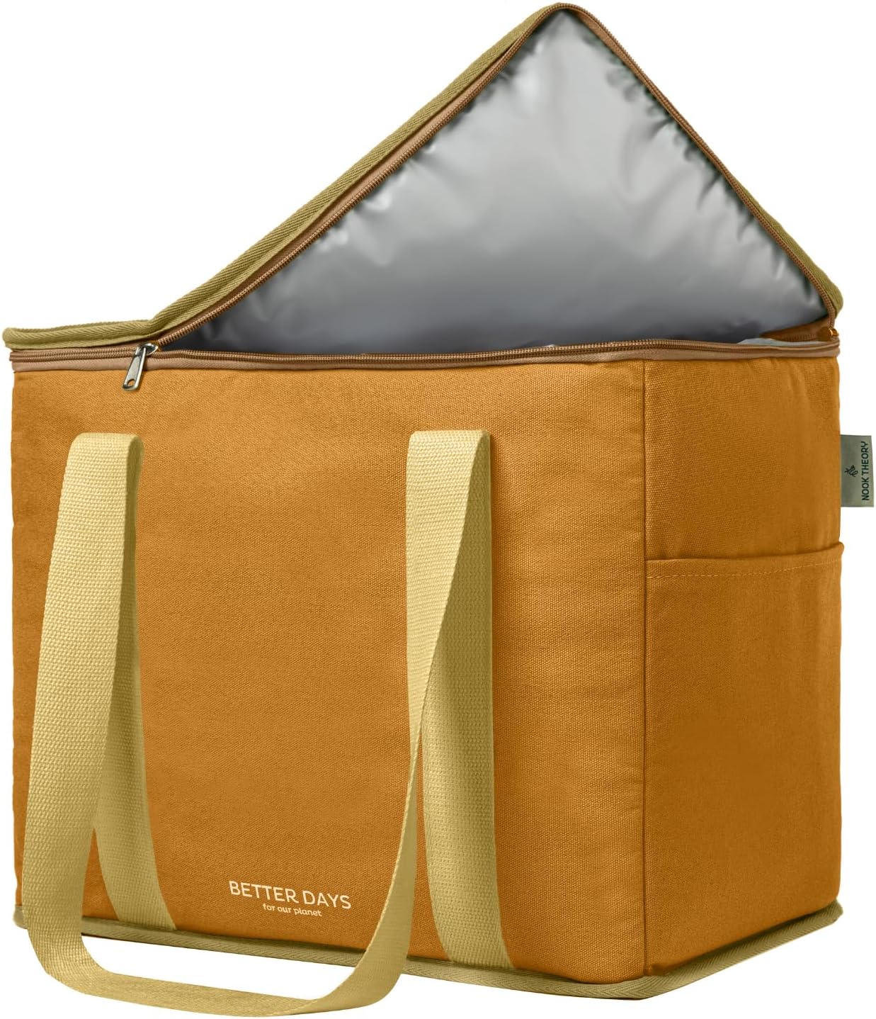 Nook Theory Bolsa de comestibles reutilizable aislada  a prueba de fugas, bolsa térmica grande aislada  Bolsas de compras aisladas para comestibles