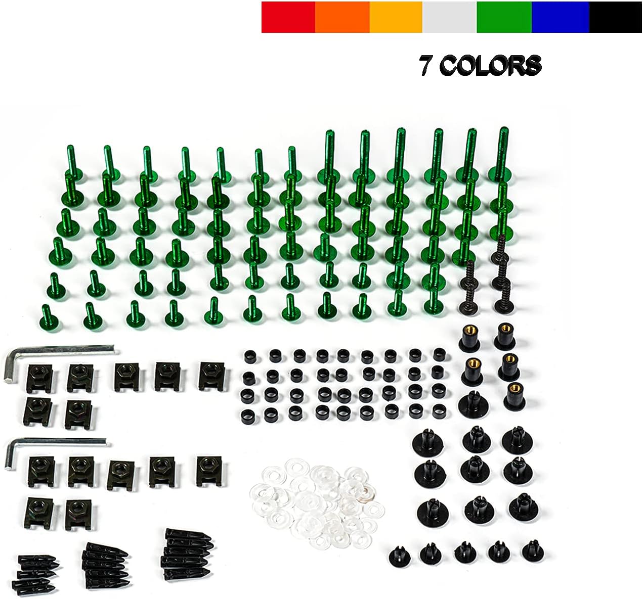Kit de pernos de carenado para Suzuki GSXR1300 Hayabusa 1997-2007 1998 99 00 01 02 03 04 05 2006 Tornillos de carenado, color verde