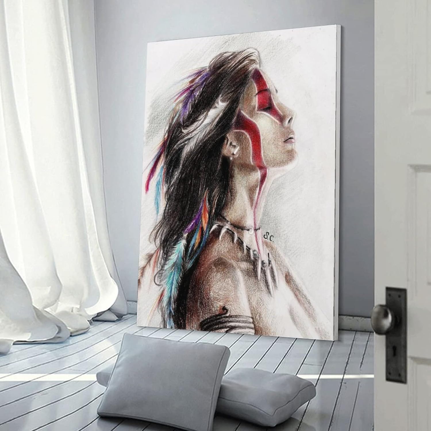 Lienzo decorativo de anime Art A Taino Indian Warrior para decoración de pared, póster de pintura en lienzo, pósteres e impresiones artísticas de