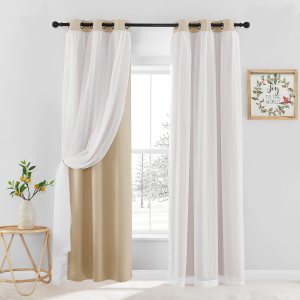 PONY DANCE Cortinas opacas con superposición transparente, mezcla y combina de doble capa, cortinas de oscurecimiento de habitación para dormitorio, PONY DANCE Cortinas opacas con superposición transparente, mezcla y combina de doble capa, cortinas de oscurecimiento de habitación para dormitorio,