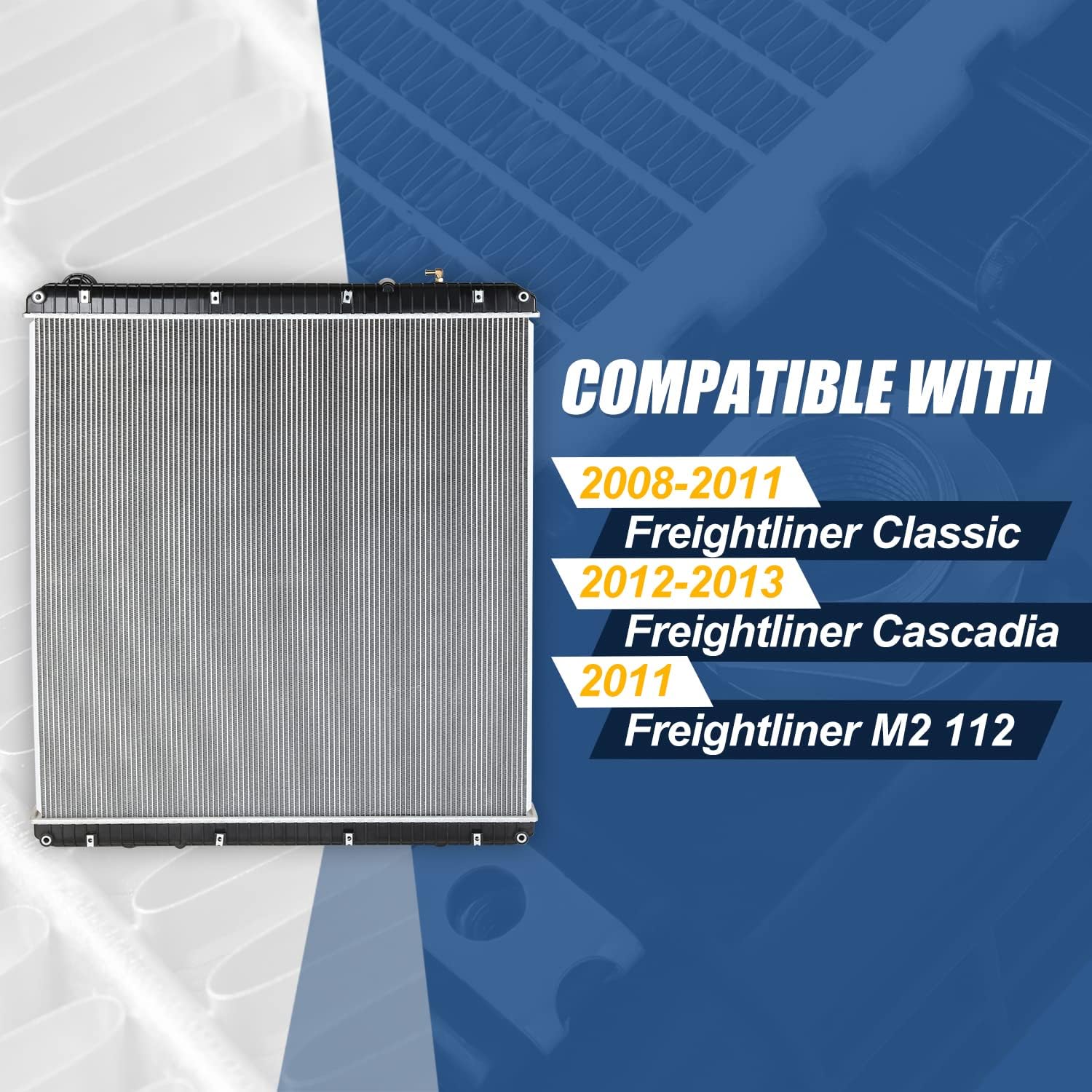 Auto Dynasty Radiador de enfriamiento de 2 filas de estilo fábrica compatible con camiones Freightliner Classic Cascadia M2 112 2008-2013, núcleo de