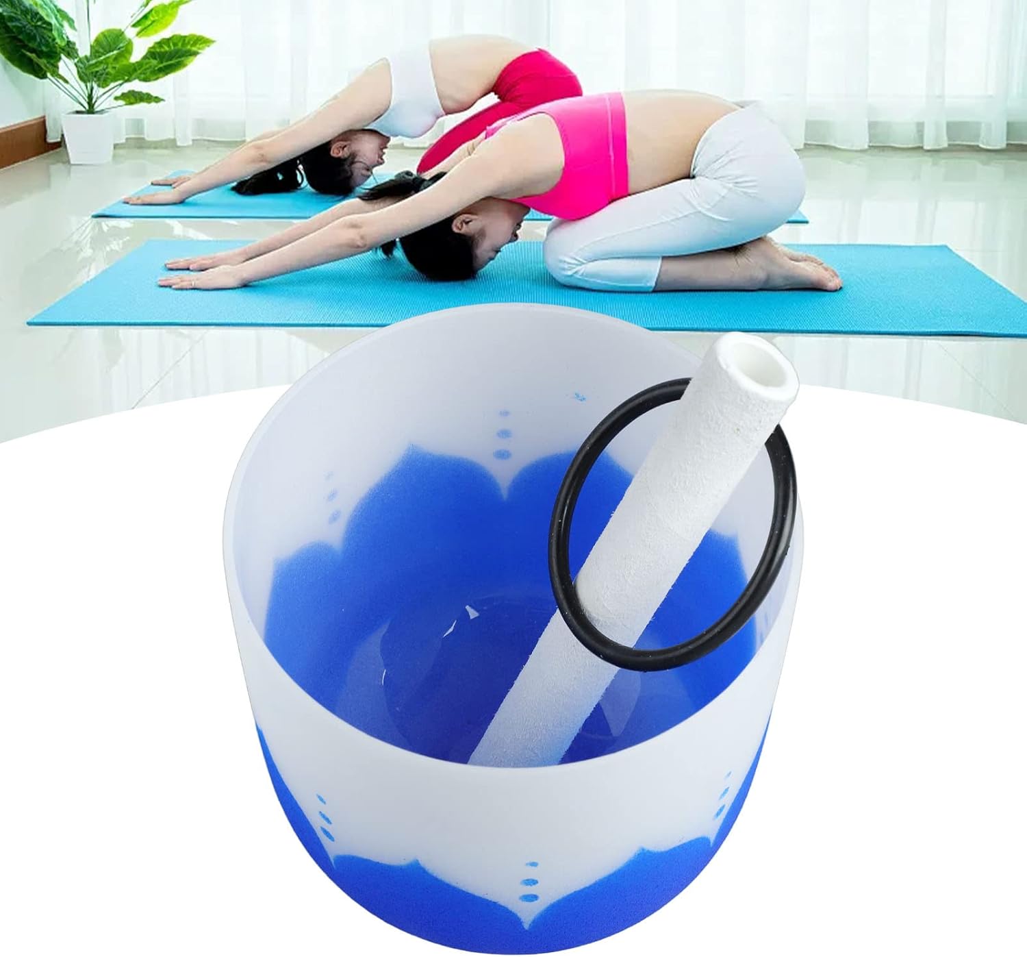 Quartz Crystal Bowl, Music Bowl Sound Healing Fine Processing Decompression Tool Frosted with Hammer for Daily Meditation (8in G Note)
