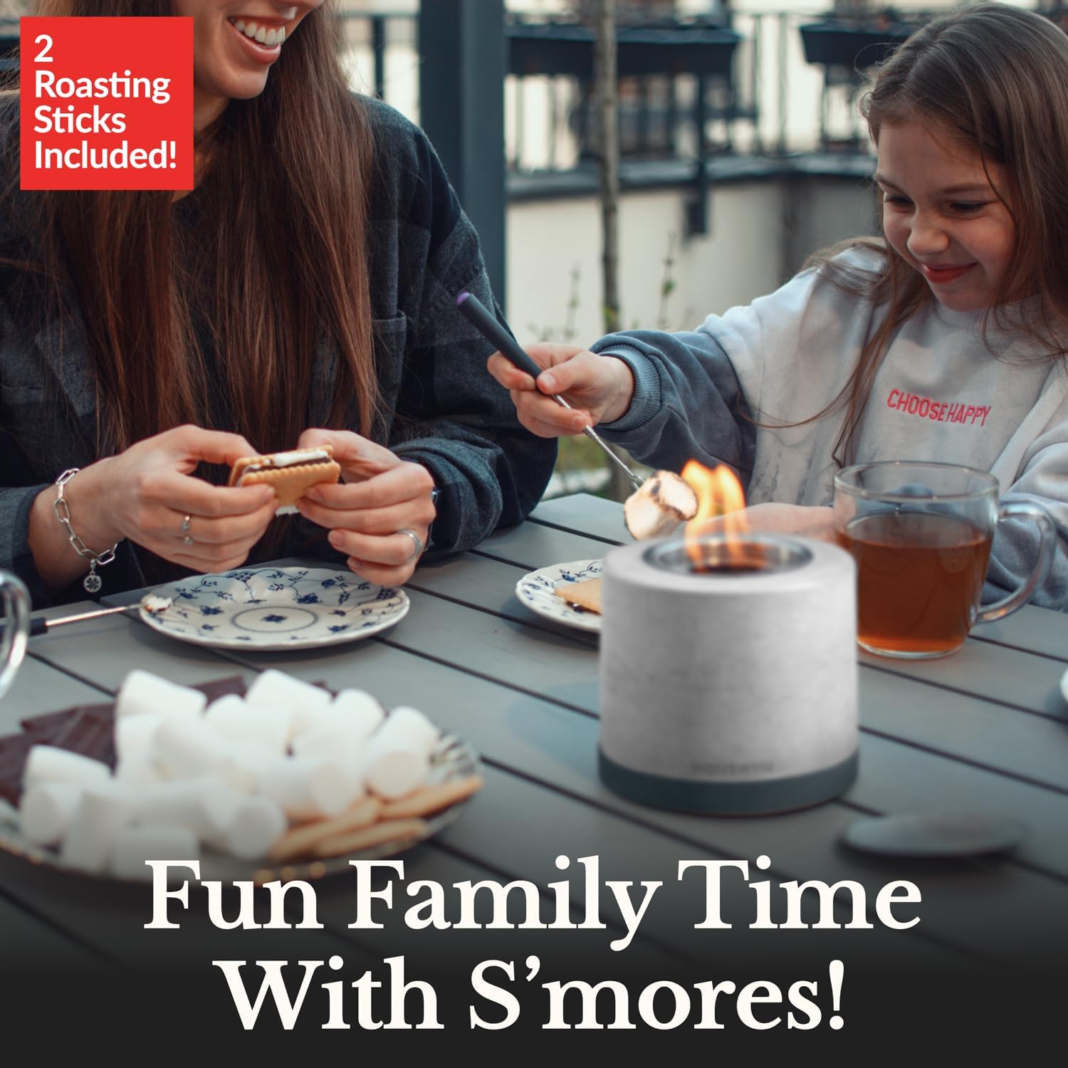 Houswise Kit para hacer fogatas de mesa  Hormigón para exteriores e interiores, fogata de mesa, pequeña chimenea portátil para interiores