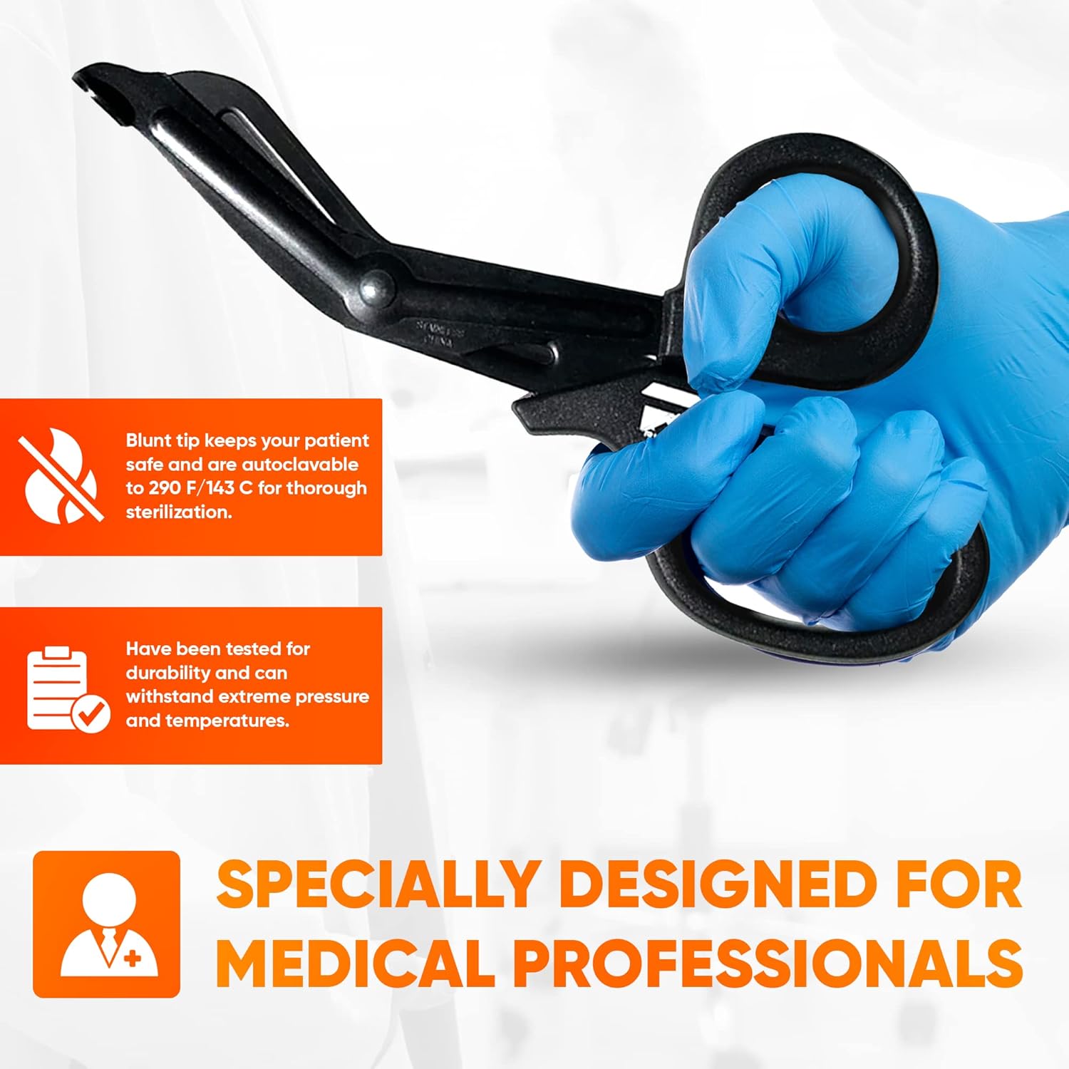Tijeras de trauma para enfermeras y EMT, cuchillas de acero inoxidable recubiertas de teflón, tijeras resistentes para vendajes y envolturas.
