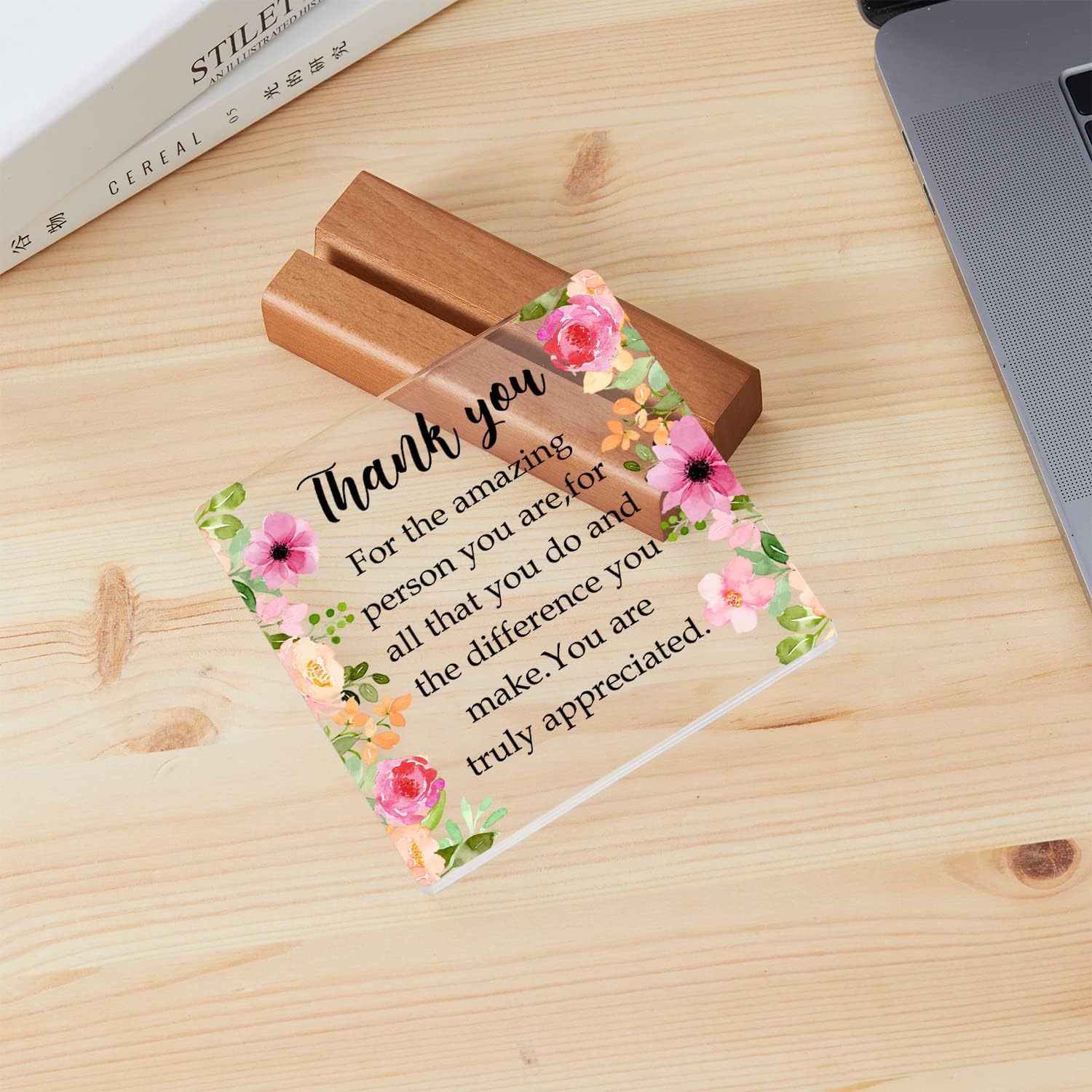 Cartel de agradecimiento de despedida para mujeres, hombres, amigos, jefes, regalo de jubilación, placa cuadrada de acrílico con soporte de madera