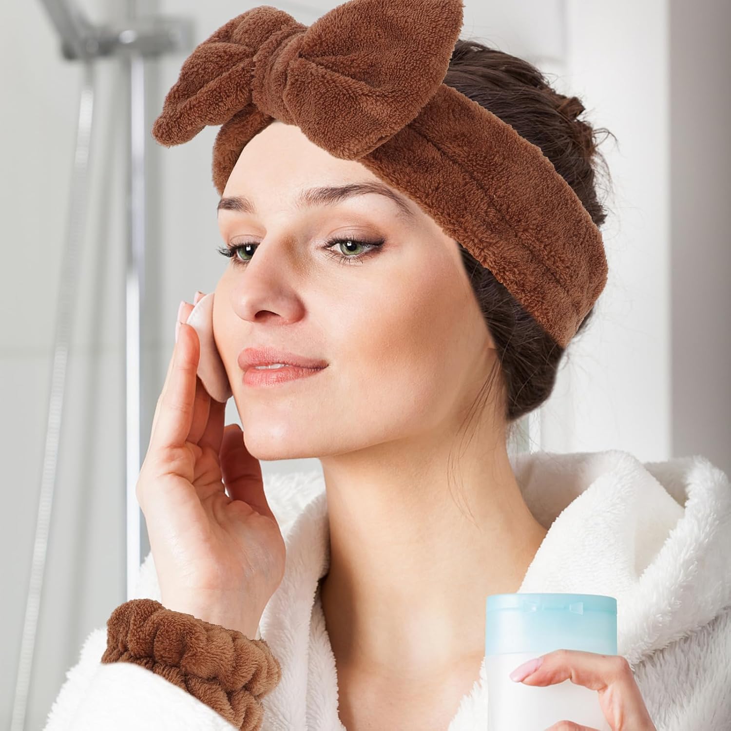 WHAVEL Juego de 6 diademas y muñequeras de spa, diadema para lavado de cara, para el cuidado de la piel, para lavar la cara