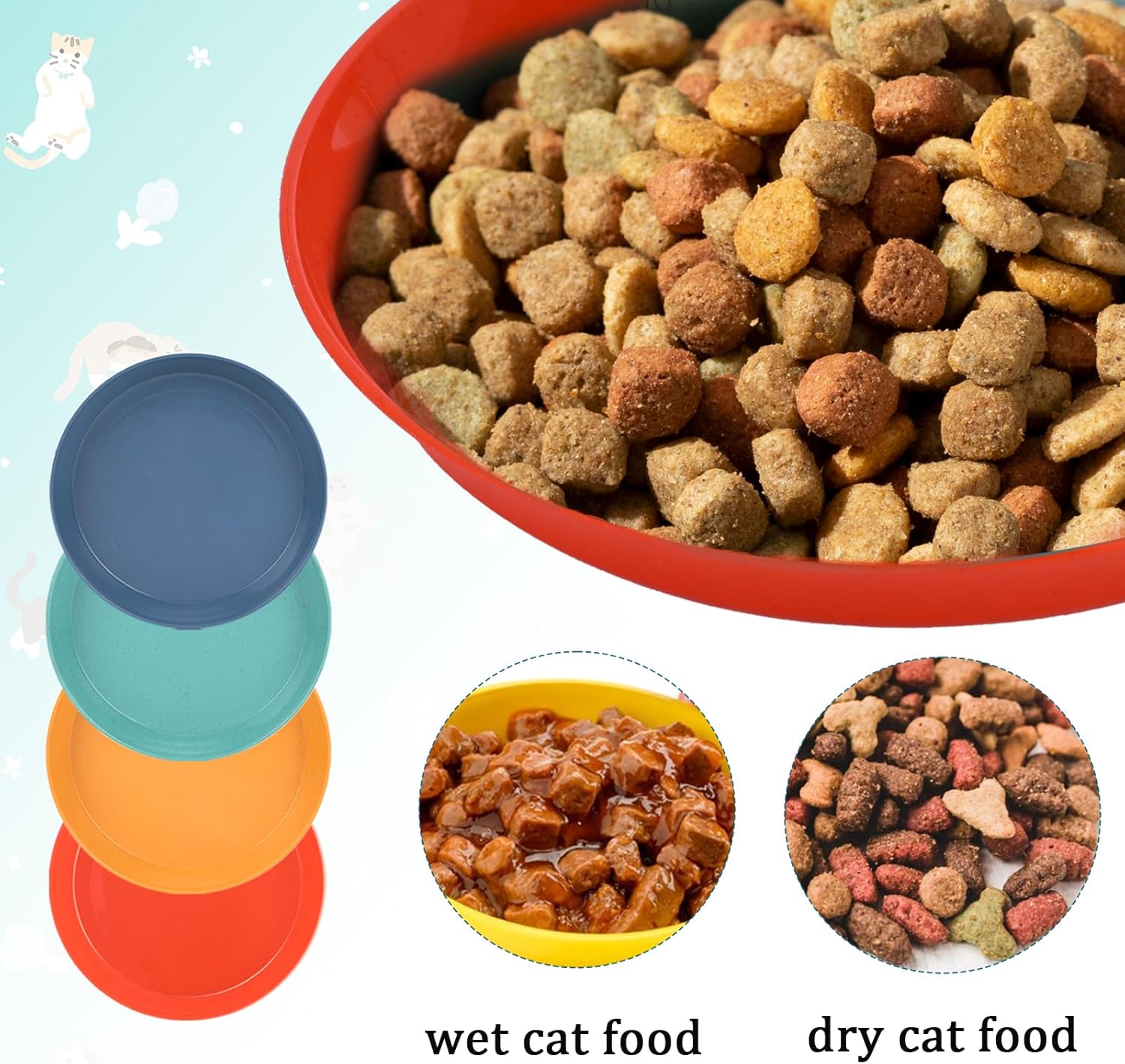 Plato de comida para gatos poco profundos, 4 unidades, comida húmeda para gatos, cuencos planos para gatos, sin fatiga, platos para comida y agua,