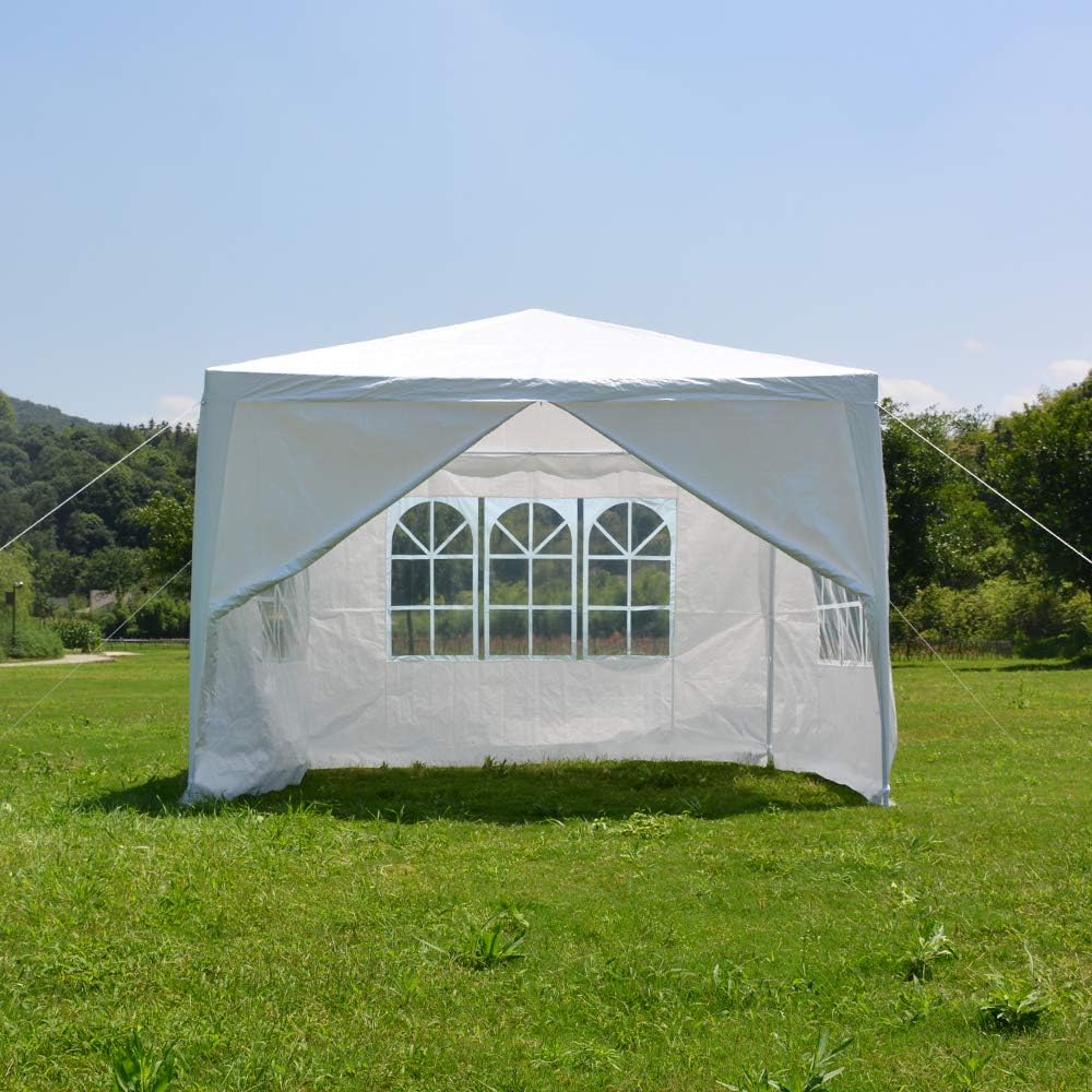 Carpa de PE para jardín, carpa de fiesta, 4.23 oz, impermeable, para exteriores, 9.8×9.8 ft9.8×19.7 ft9.8×29.5 ft (9.8×9.8 ft, blanco)