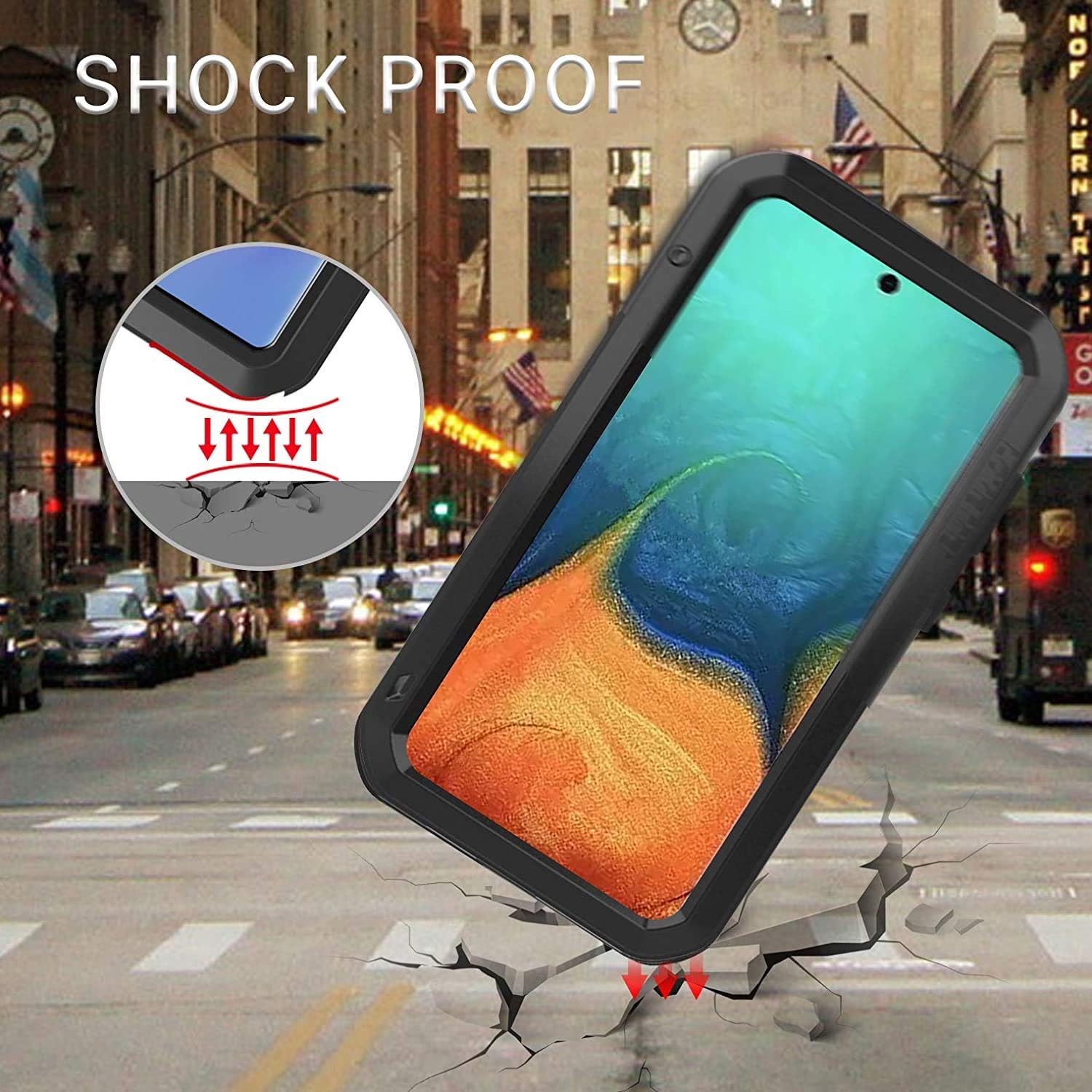 LOVE MEI Funda para Samsung Galaxy A71 4G, resistente al agua, militar, resistente, a prueba de golpes, polvo y suciedad, aluminio híbrido, metal,