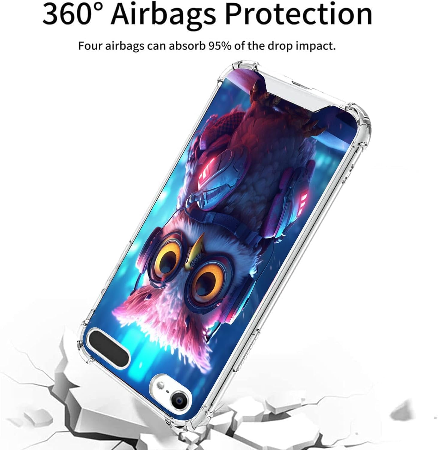 Funda transparente para iPod Touch 567 Owl-aa20 Funda protectora de silicona transparente para iPod Touch 567 a prueba de golpes con cuatro esquinas